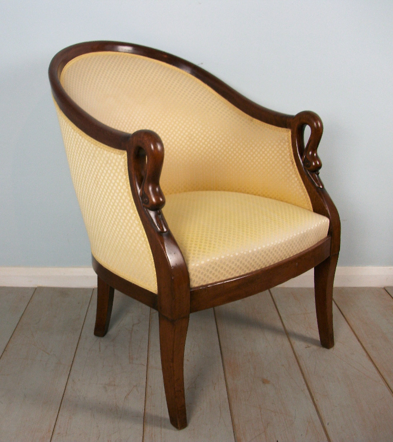 Fine Pair of Empire Swan Tub Chairs